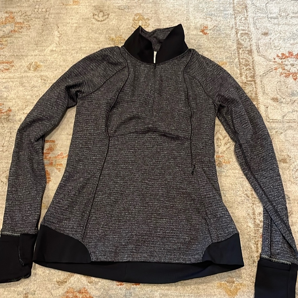 lululemon athletica Heathered Charcoal Gray Half-Zip Long Sleeve Top